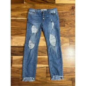 Ashley Mason Distressed Blue Skinny Jeans